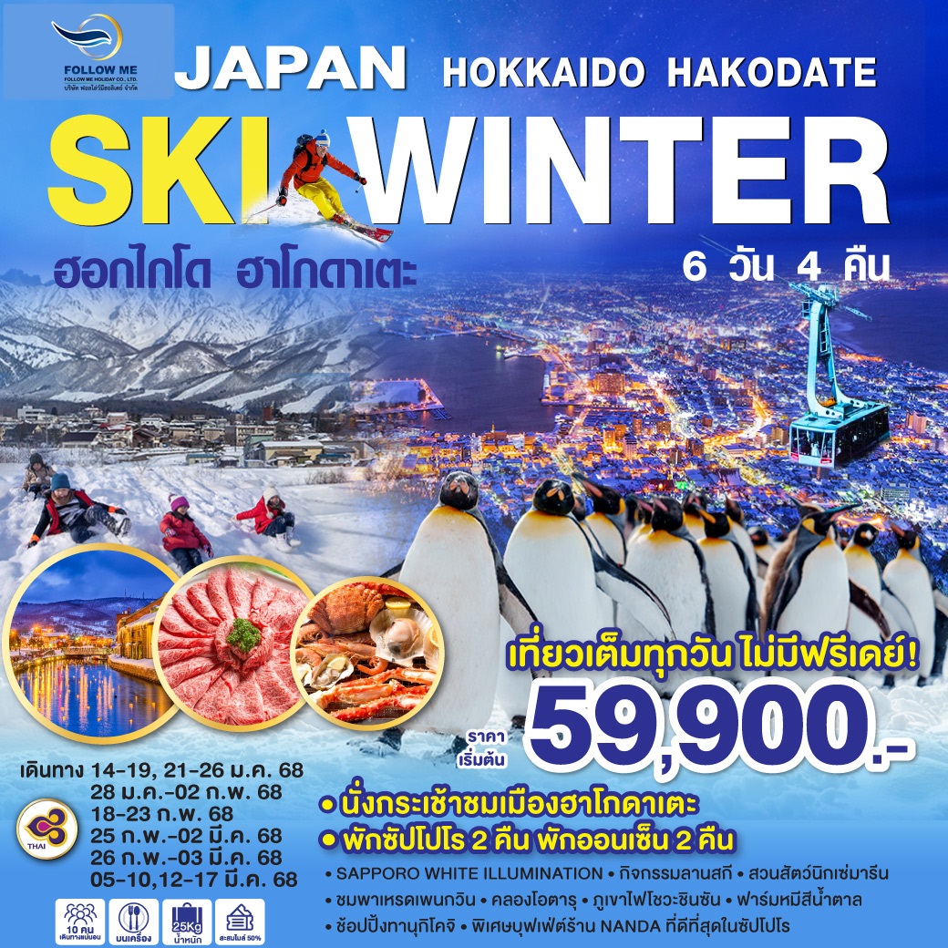 TG031 Hokkaido Hakodate Ski Winter 6 วัน 4 คืน by TG