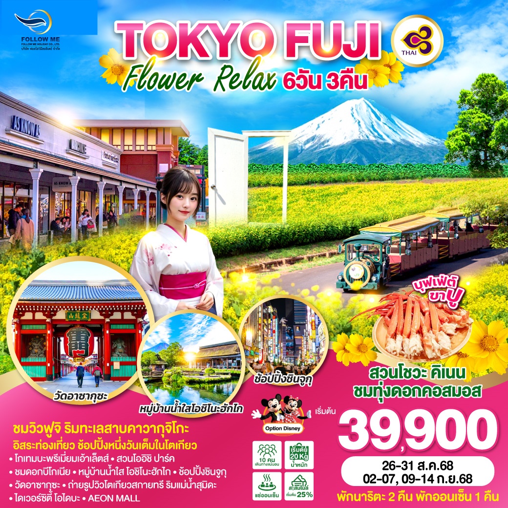 TOKYO FUJI FLOWER 6 DAYS 3 NIGHTS BY THAI AIRWAYS