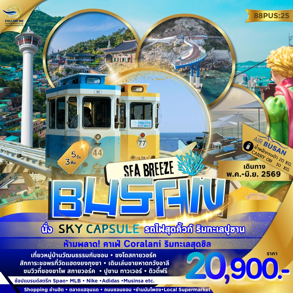 ทัวร์เกาหลี KE8 25 Busan Sea Breeze 5 วัน 3 คืน by BX